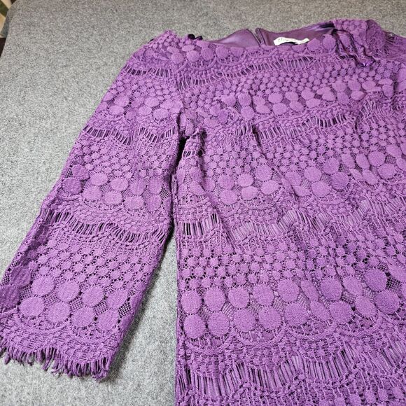 Eliza J Dress Womens Size 6 Purple Lace Work Wedding Guest Cocktail Formal Date - Picture 4 of 11